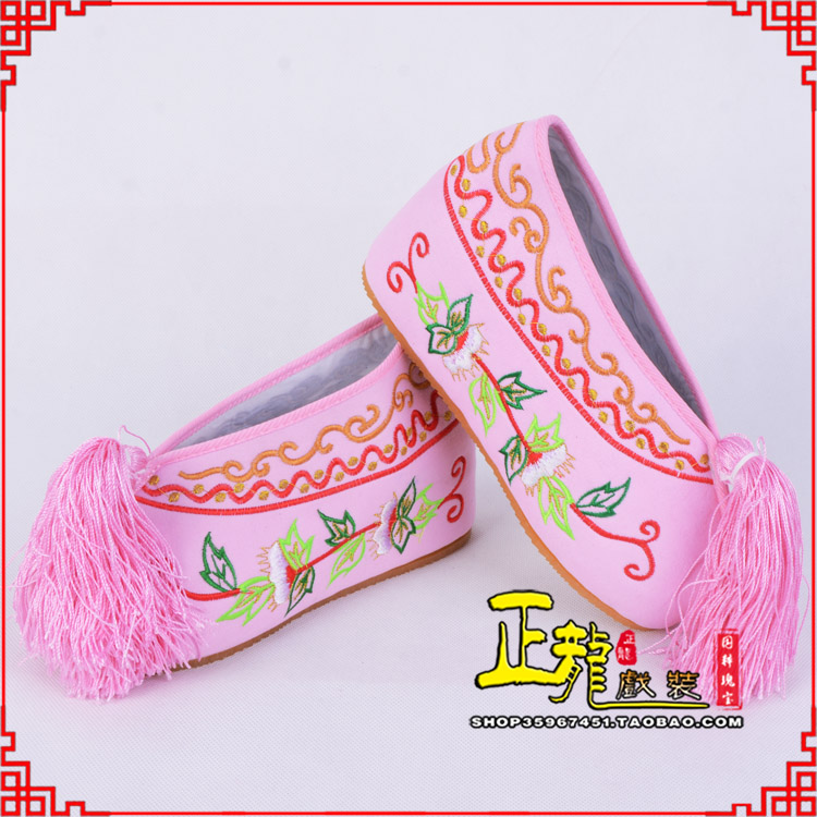 兴花旦鞋女绣花彩鞋 舒适款草花内高彩鞋