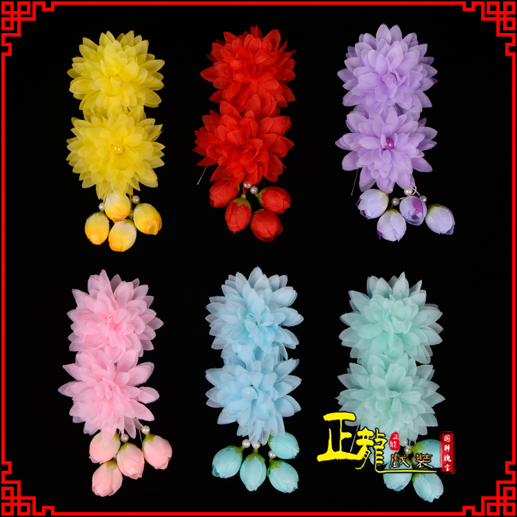 兴头饰化妆包头小姐鬓花头饰戏服头饰 纱兰花